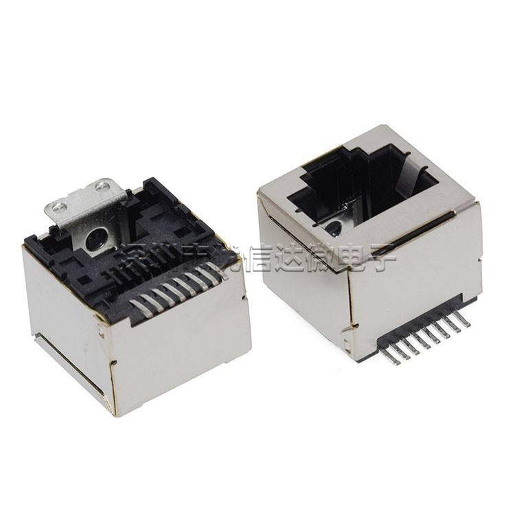RJ45金属屏蔽180°立式SMT网口插座 现代网络设备的高密度连接解决方案